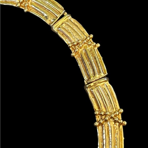 Vintage Rhinestone X Gold Tone Bar Link Collar Necklace - Picture 9 of 12